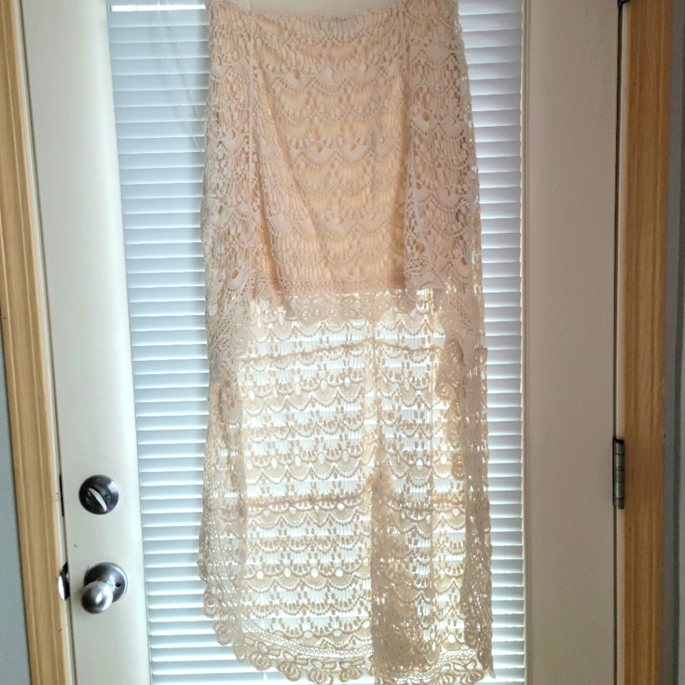 Blu Pepper Vintage High Low Crochet Lace Skirt
